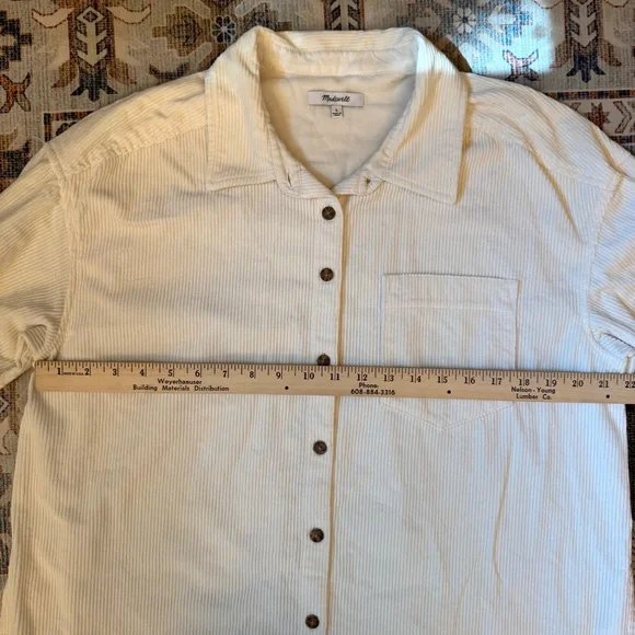 Madewell Corduroy Long-Sleeve Mini Shirtdress 100% Cotton Size Large - Picture 12 of 14